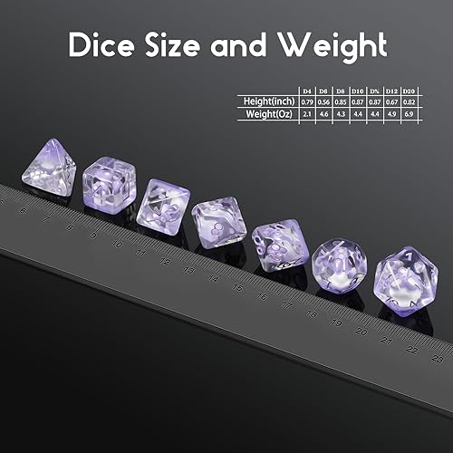 Miniatura 4 de DNDND - Juego de dados de resina de hongos D&D, 7 piezas con bolsa de terciopelo de regalo para juegos de rol de Calabozos y Dragones y juegos de