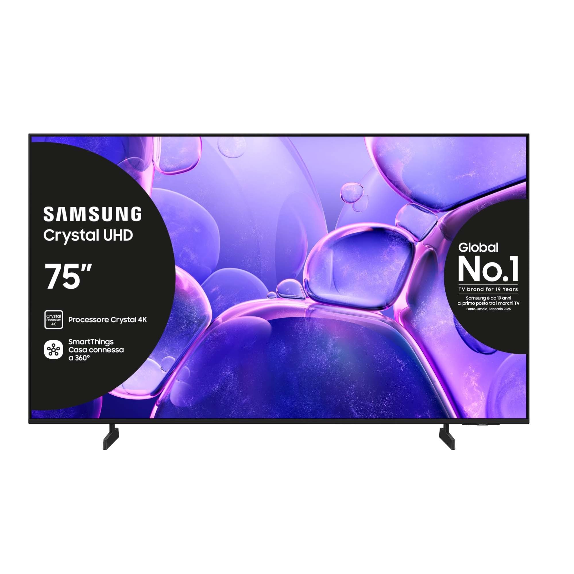 Samsung Crystal UHD 4K Smart TV 75'' UE75U8090FUXZT, Crystal 4K Processor, HDR, Smart Experience, OTS Lite & Adaptive Sound, Metal Stream Design, 2025