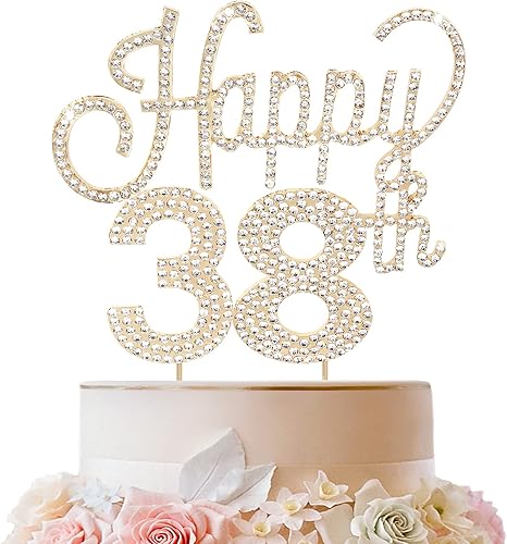 Miniatura 175 de LINGTEER Decoración de pastel de diamantes de imitación dorados para cumpleaños número 15 – Cheers to 15th Birthday Quince años de edad, decoración