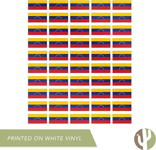 Miniatura 4 de Desert Cactus Calcomanía de bandera de país de Venezuela, hojas rectangulares de 1 pulgada, 50 piezas en total con logotipo de niños, álbum de