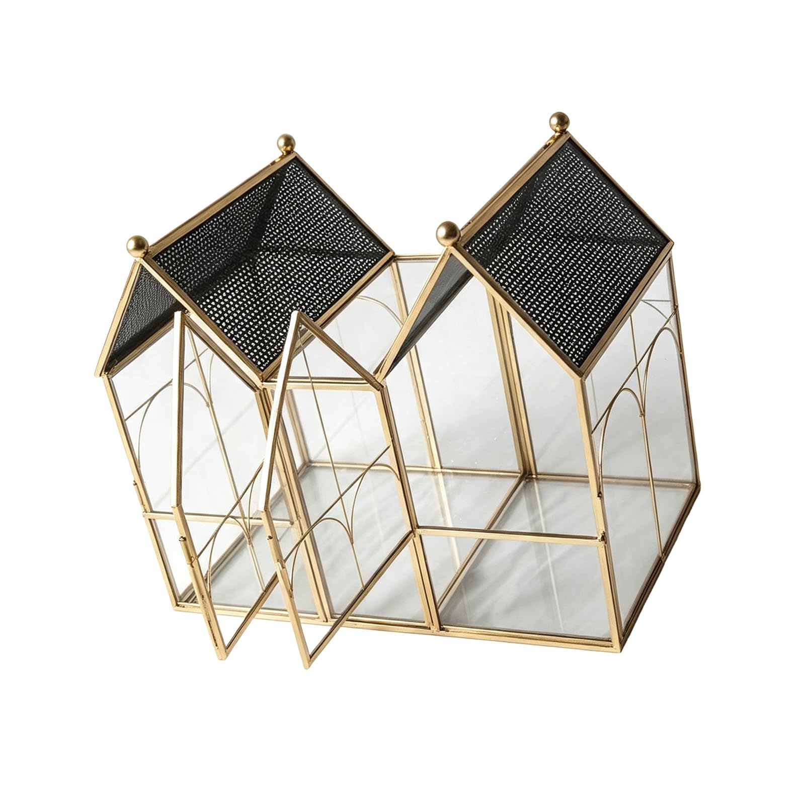 Contenitore per esposizione per terrario, Gold Double Roof