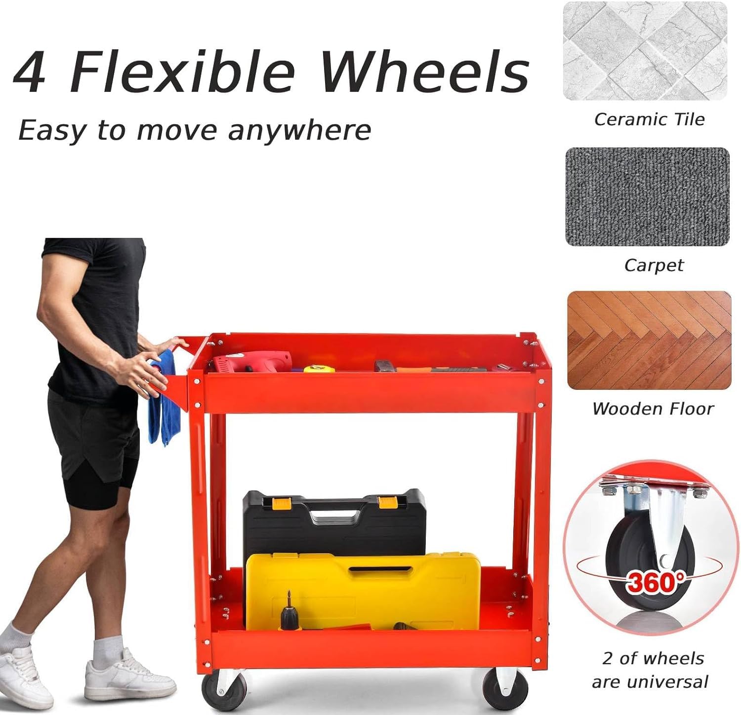 Carrello portautensili a 2 livelli con maniglia, le Carrello di servizio su ruote per, ufficio, Ga & Magazzino - Strumento versatile Sto Solut