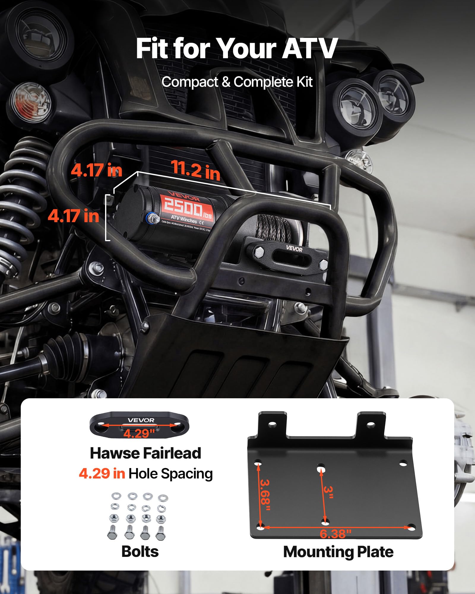 VEVOR Verricello Elettrico con Cavo da 1134 kg, Verricello Elettrico da 12 V CC per ATV/UTV Fuoristrada con Fune Sintetica Ø 4,8 mm x 12 m, Telecomando Cablato, Impermeabile IP55 per Recupero Stradale