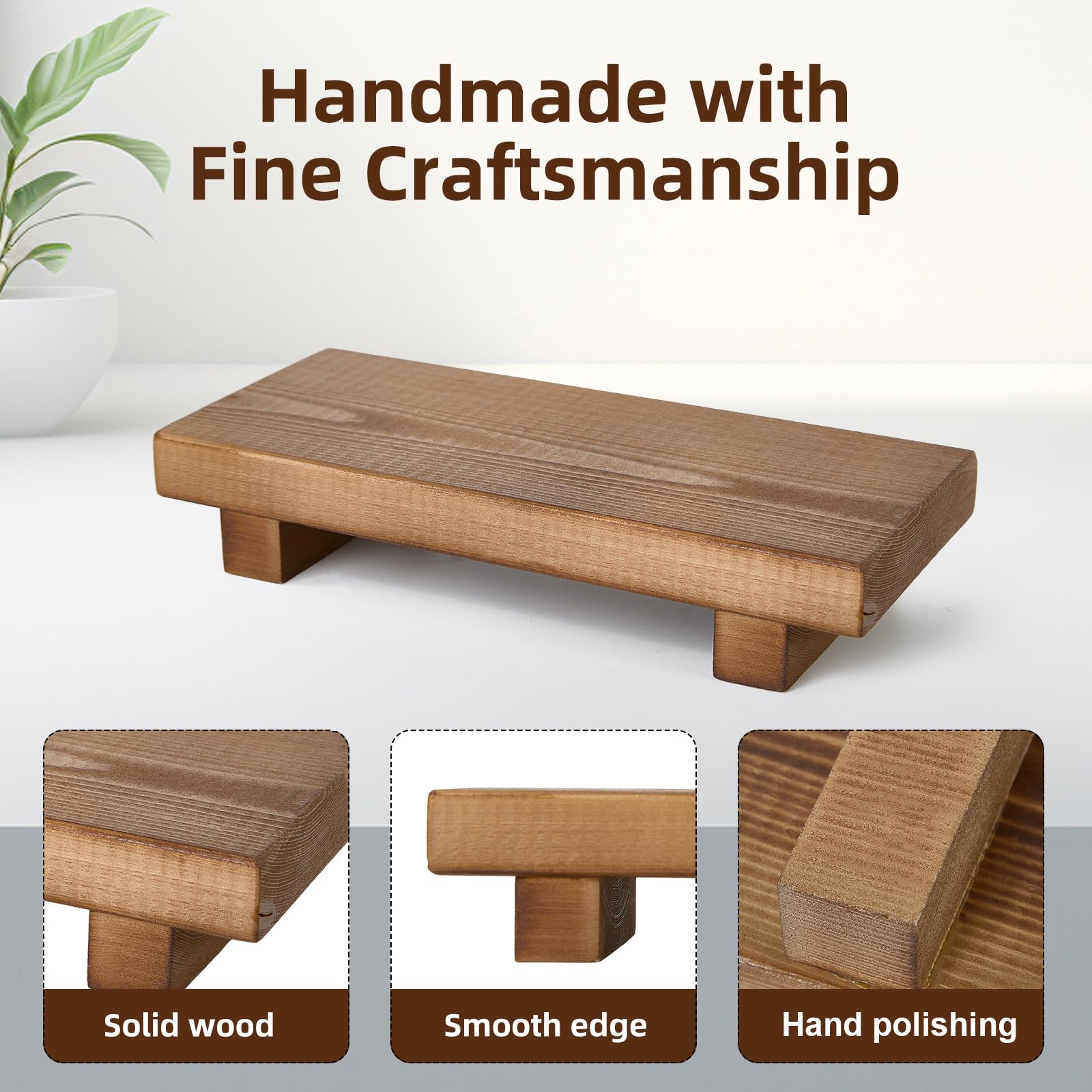 Wooden Soap Tray Organizer – Solid Wood Bathroom Countertop Stand With Smooth Finish & Anti‑Slip Feet, Compact Riser For Bar Soap, Bottle Or Accessories