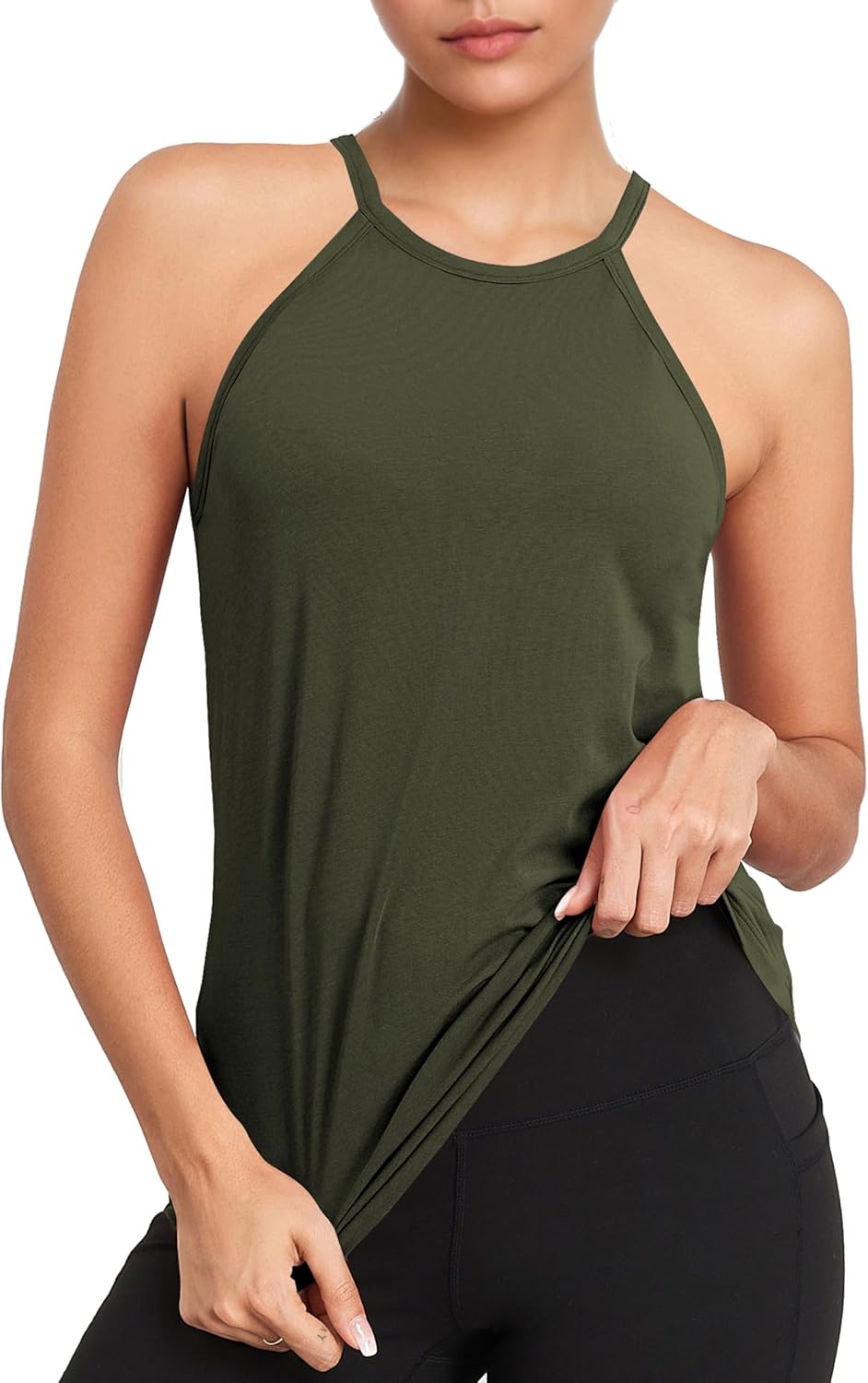 TAIPOVE Women's Tank Top Pima Cotton Open Back Workout Tops for Women Halter Yoga Shirts Sleeveless Summer Tops