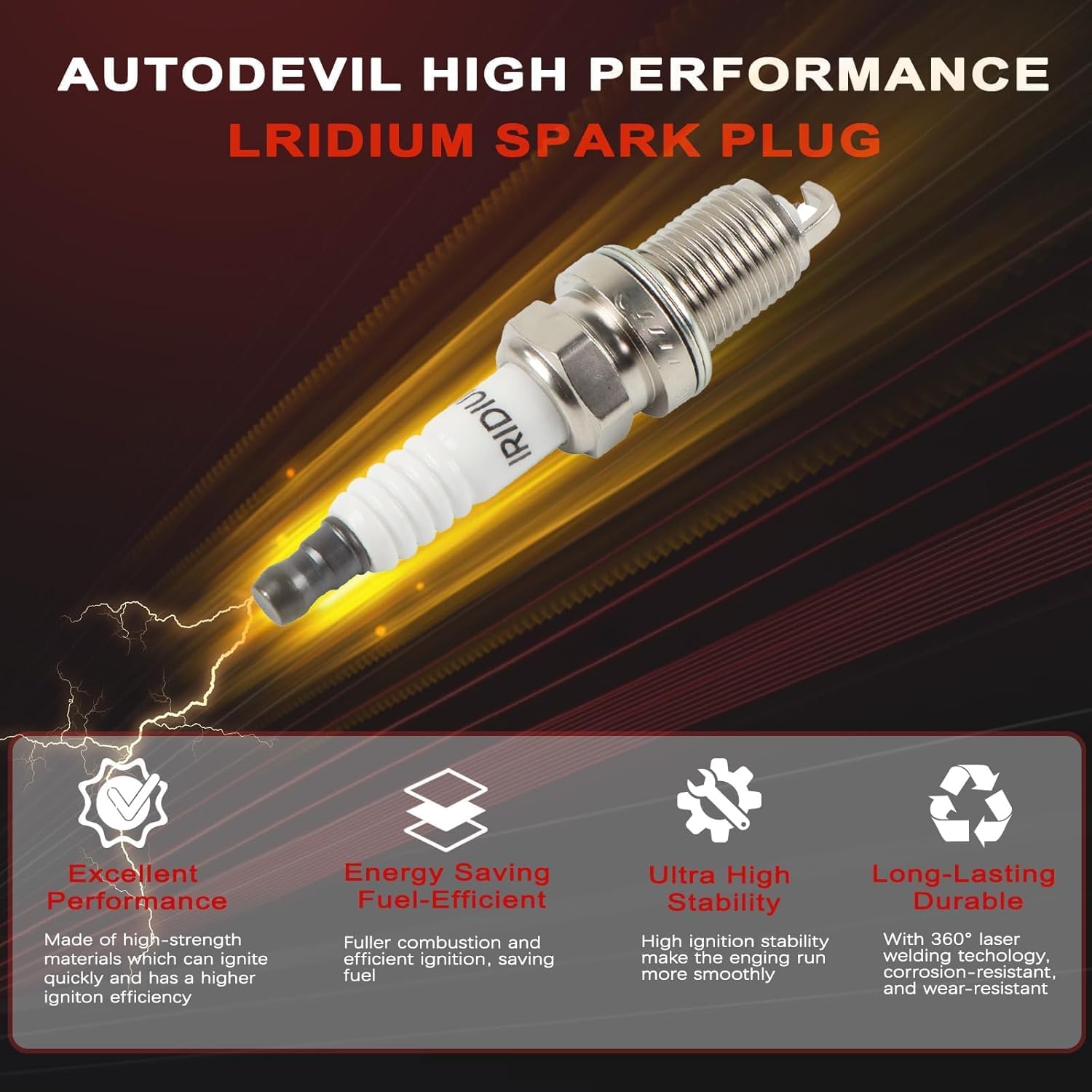 UF764 Set of 4 Ignition Coil Pack Iridium Spark Plugs Fits for Sonata Santa Fe Sport Tucson Optima Rondo Sorento Sportage L4 2.0L 2.4L OE 273002GGA0, GN10730, 93175, IC871