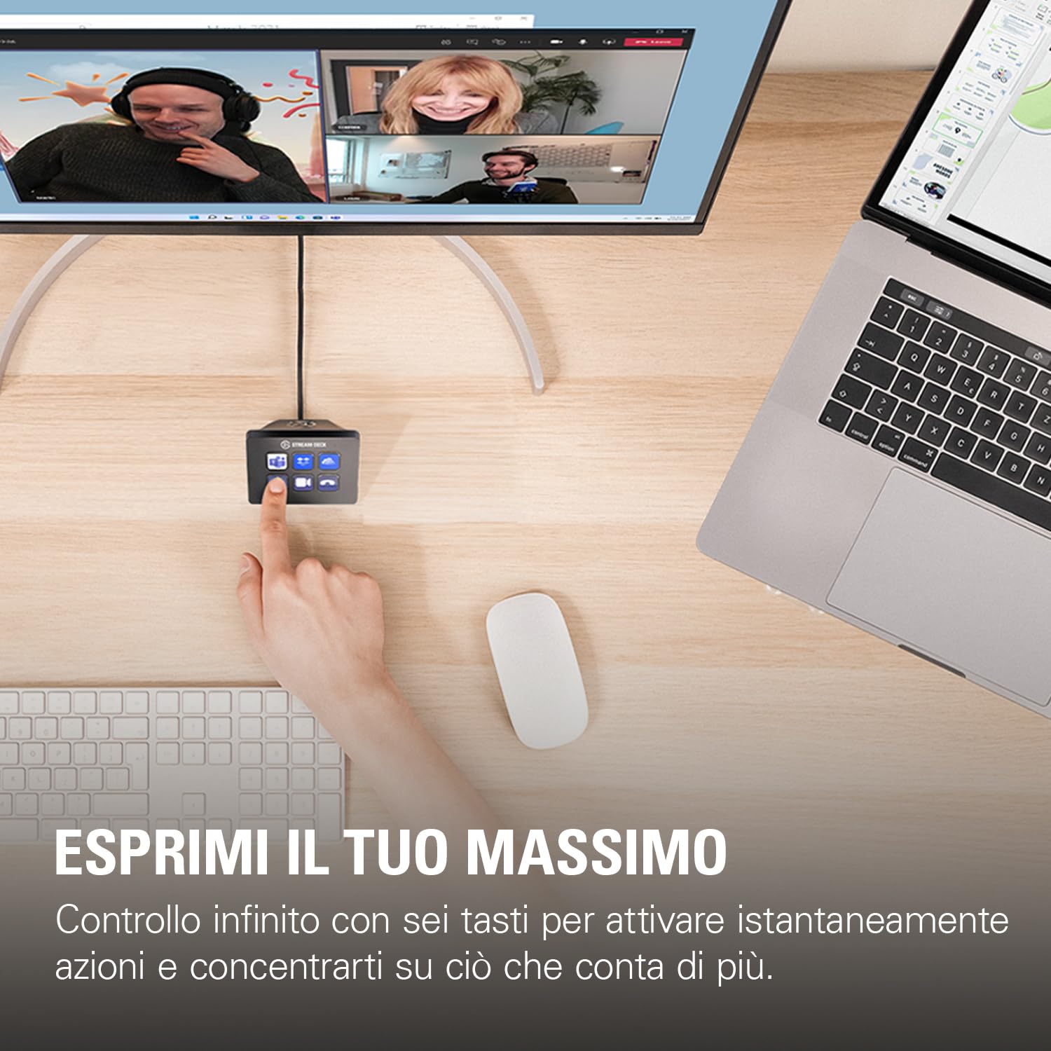 Elgato Stream Deck Mini: controlla Zoom, Teams, PowerPoint, MS Office e altro, aumenta la produttività integrando app quotidiane, configura facilmente abbreviazioni, compatibile con Mac e PC