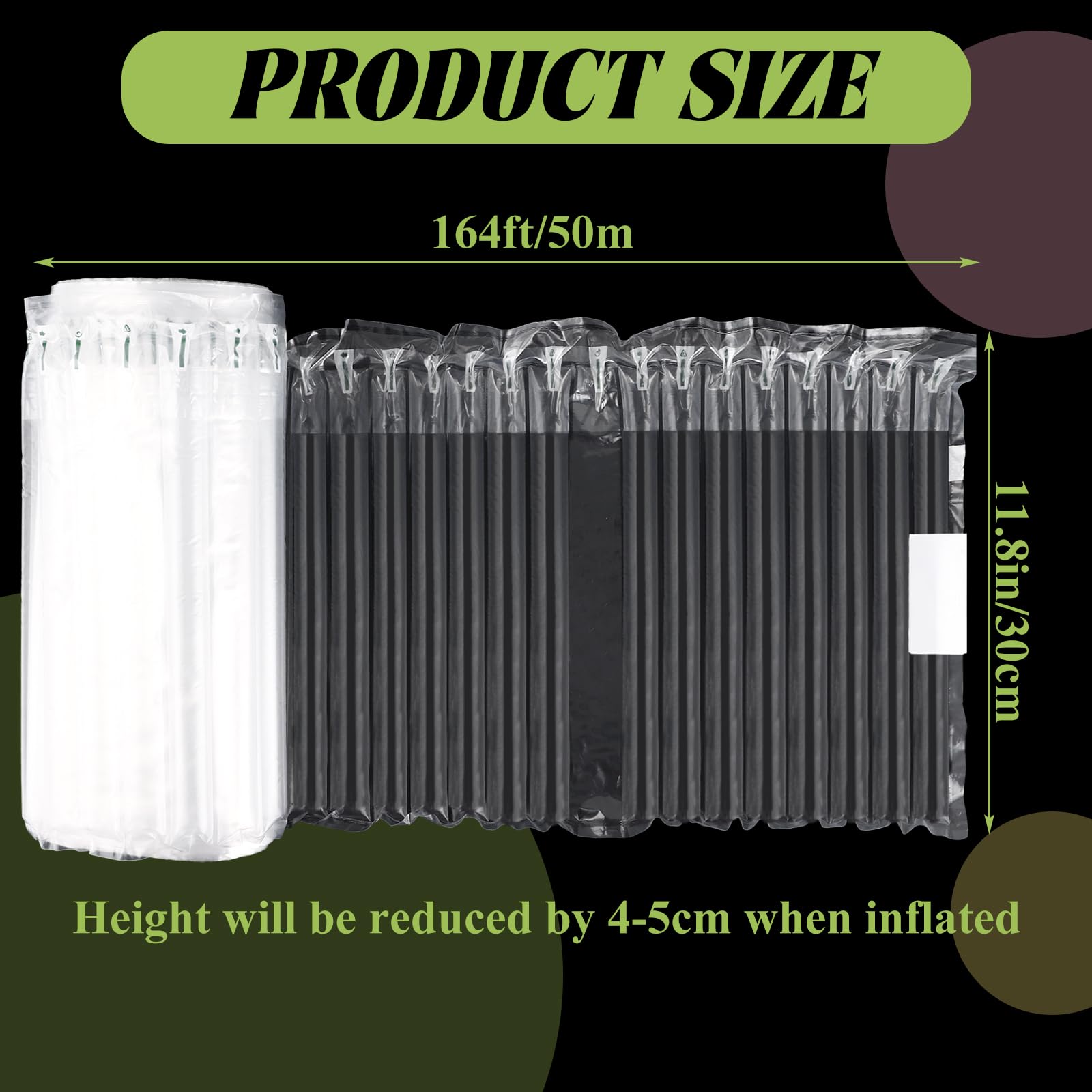 CYEER 50 m Luftsäulenfolie Rolle, 30 cm Breit, Aufblasbare Luftpolsterfolie inkl. Luftpumpe, zuschneidbare Verpackungsfolie für Weinflaschen, Glas, Keramik, Versand & Umzug