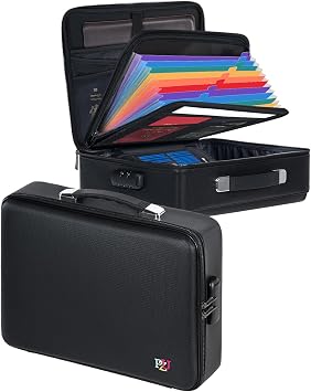 Fireproof Document Box – Lockable Hard-Shell Fireproof Box for Important Documents Certificates Laptops and Passports(Black)
