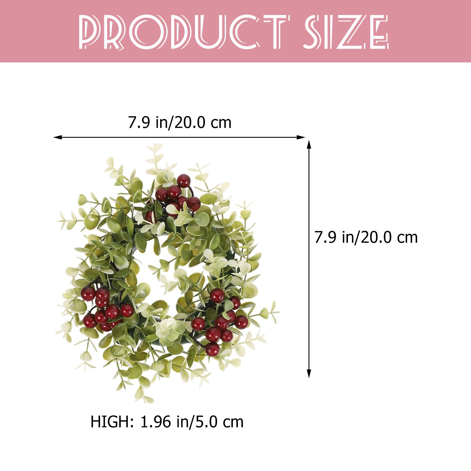 HOMSFOU Artificial Eucalyptus Leaves Candle Rings, Artificial Berry Candle Garlands Pillar Candle Holder for Wedding Christmas Decor 2pcs