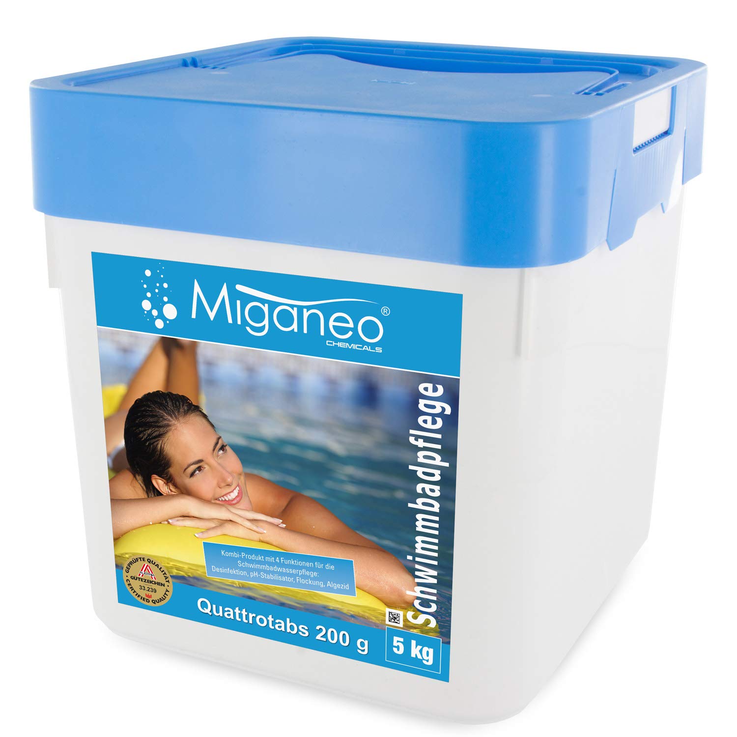 Miganeo Quattrotabs/Chlortabletten 200g - Multi-All-in-One 5 kg - Langsamlöslich | Effektiv | Neutralisierend & Stabilisierend