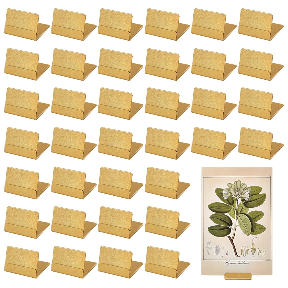 50 soportes dorados para números de mesa, soportes de metal para tarjetas de nombre, soportes para letreros de fotos para bodas, cumpleaños, eventos, aniversarios, fiestas, restaurantes