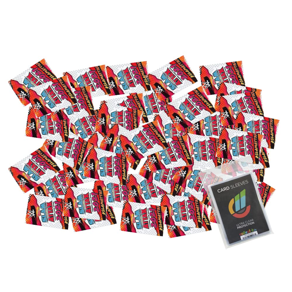 collect-it WWE Slam Attax 2021 - Trading Cards - 50 Assorted Random Cards + 40 Sleeves