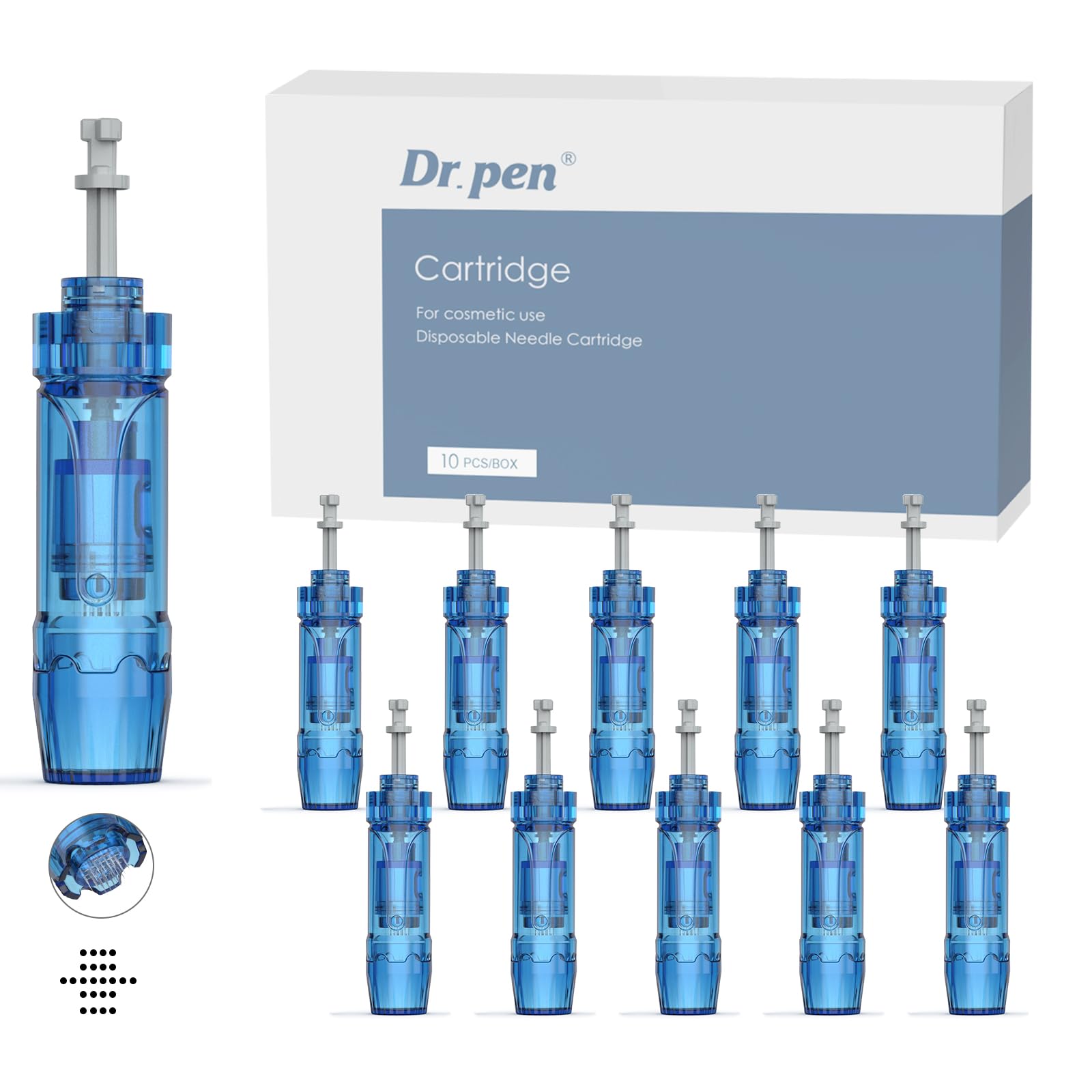 10 Stück Microneedling Nadeln 24 Pins Ersatz Dermapen Nadeln Microneedling Pen Nadelpatronen Micro Nadeln Kartuschen für Derma-Pen A8S/M8S/A9 mit Bajonett Port EN47-10-24P