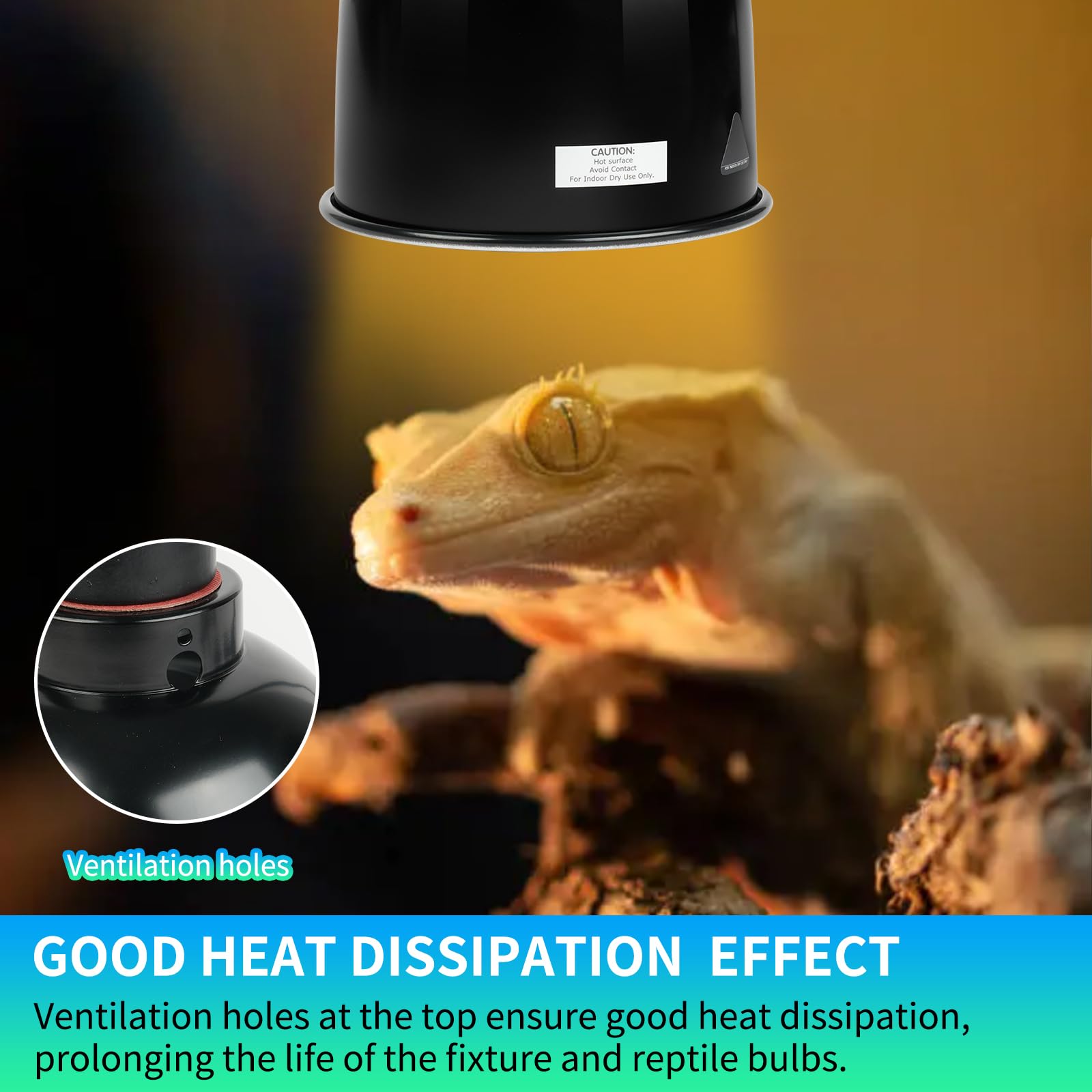 LUCKY HERP Reptile Light Fixture with Dimming Thermostat & Timer, Aluminum 5.5inch Deep Dome Reptile Lamp Fixture, Heat Lamp Fixture for UVB Bulb Basking Heat Bulb, Max 100W - image 6