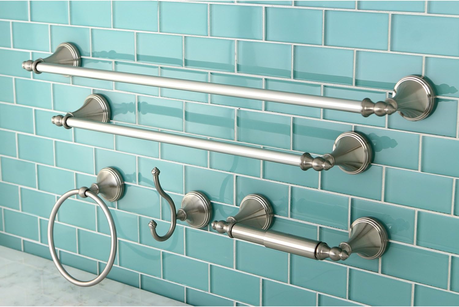 Exclusive Discount 70% Price Kingston Brass BAHK1612478SN Naples Bathroom Hardware Set, Brushed Nickel
