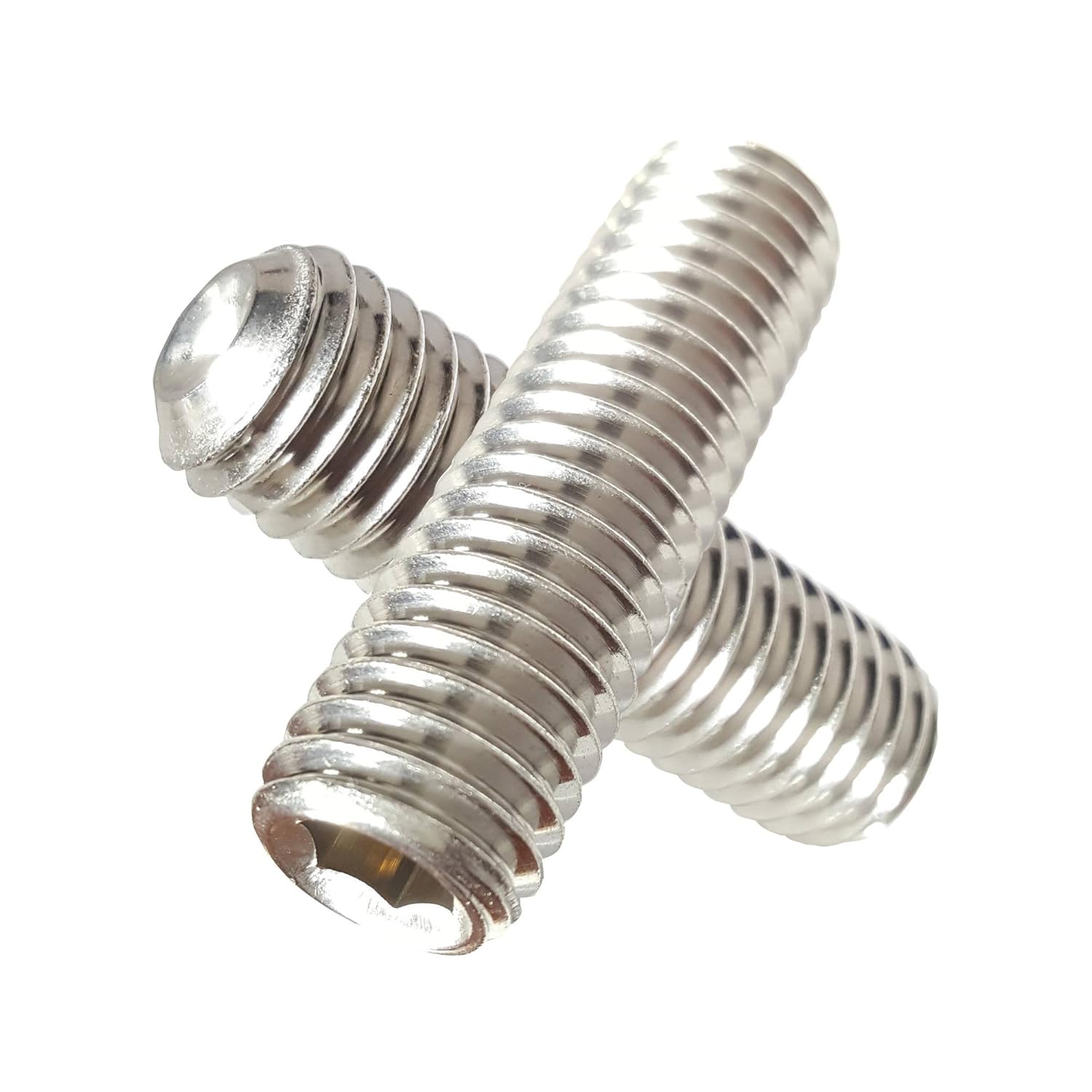 1/4-20 x 3/8" Socket Set Screws, Full Thread, Allen Socket Drive, Stainless Steel 18-8, Bright Finish, Cup Point, Quantity 50 Pieces by Fastenere