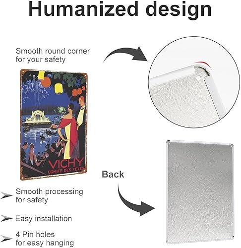 Miniatura 3 de Póster de viaje Vichy Art Deco francés de estaño, decoración de pared ideal para oficinas, restaurantes, bares, cafeterías, residencias, jardines,