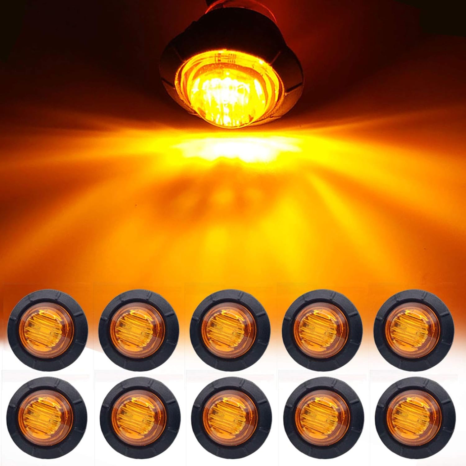 NBWDY 10pc 3/4 Inch Amber LED Marker lights,Led Trailer