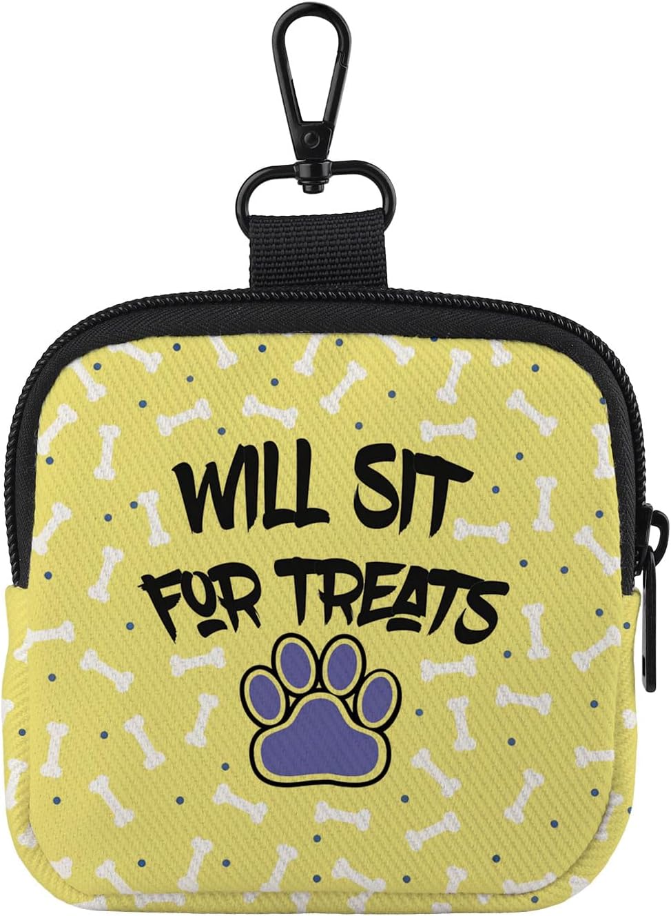 CMNIM Will Sit for Treats bag Funny Dog Treat Training Pouch Pet Snack Holder Small Portable Paw Design Dog Walking Bag (26630 Will Sit ...Treats)