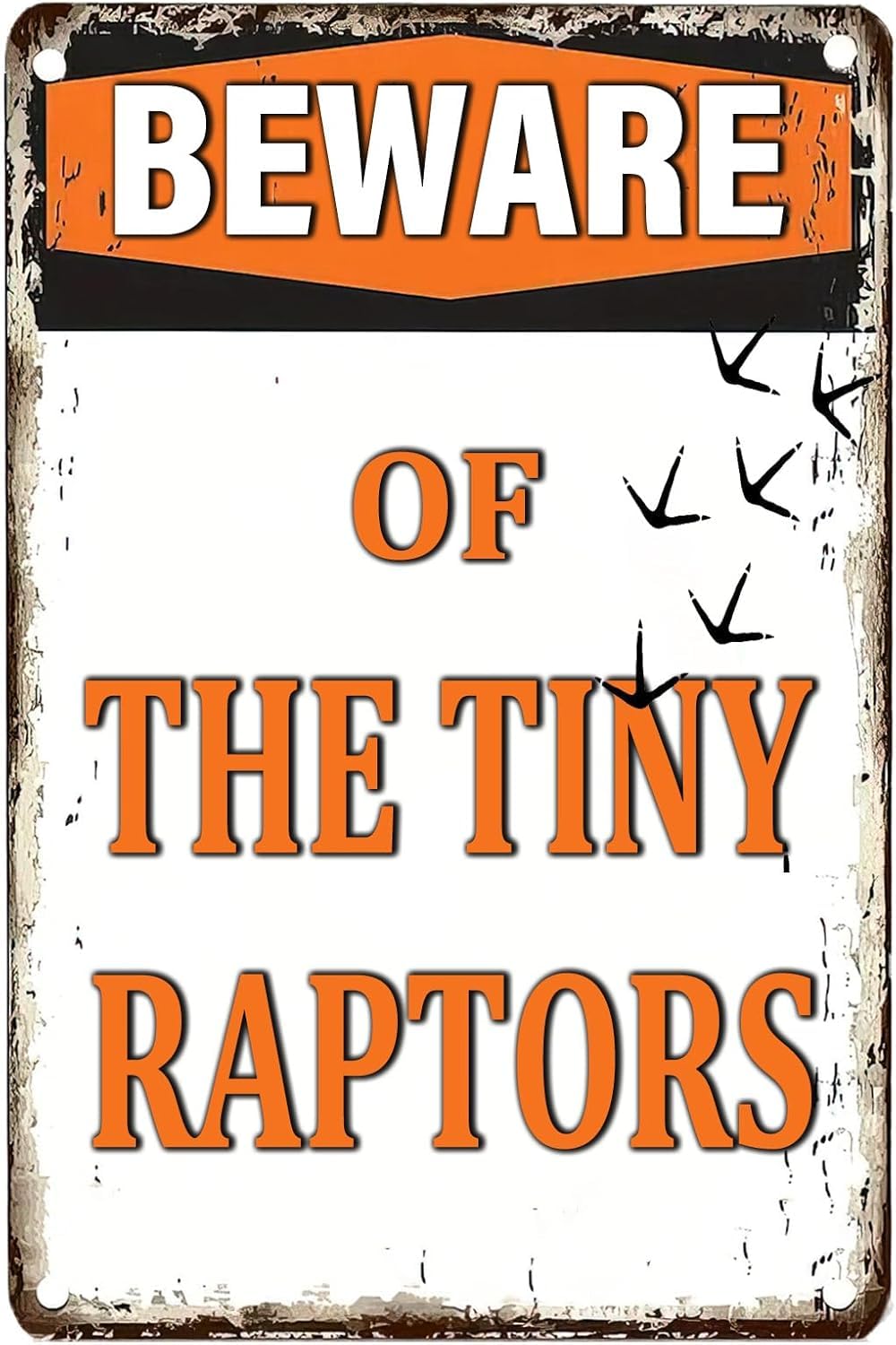 peiyeety Funny Chicken Coop Decor Sign Beware of The Tiny Raptors Metal Sign Warning Wall Decor Poster for Farmhouse Farm Yard Fence Home Kitchen Outdoor Accessories 8x12 Inch