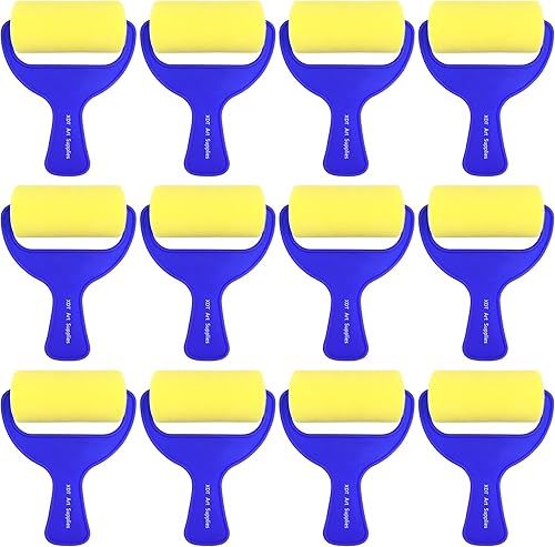 Juego de 12 rodillos de espuma de 3 x 12 pulgadas, rodillo de esponja para pintar arte y manualidades, suave, desechable y lavable