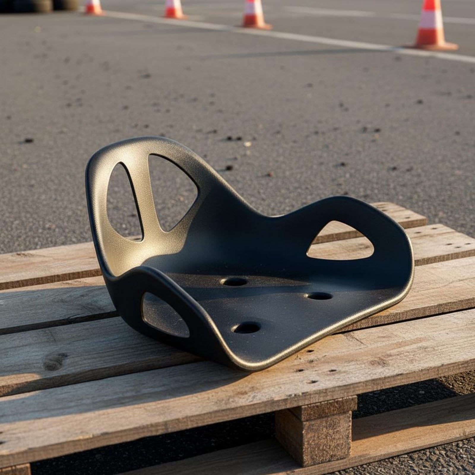 Slide-Trike Sitz Go-Kart, Kart-Sitzschale für Bastelprojekte und Werkstatt | Sitzfläche Ersatzteil mit Aussparungen | Ergonomischem Rückenlehnensattel | Pflegeleicht Sitzschale für Drift-Autos | Schwarz