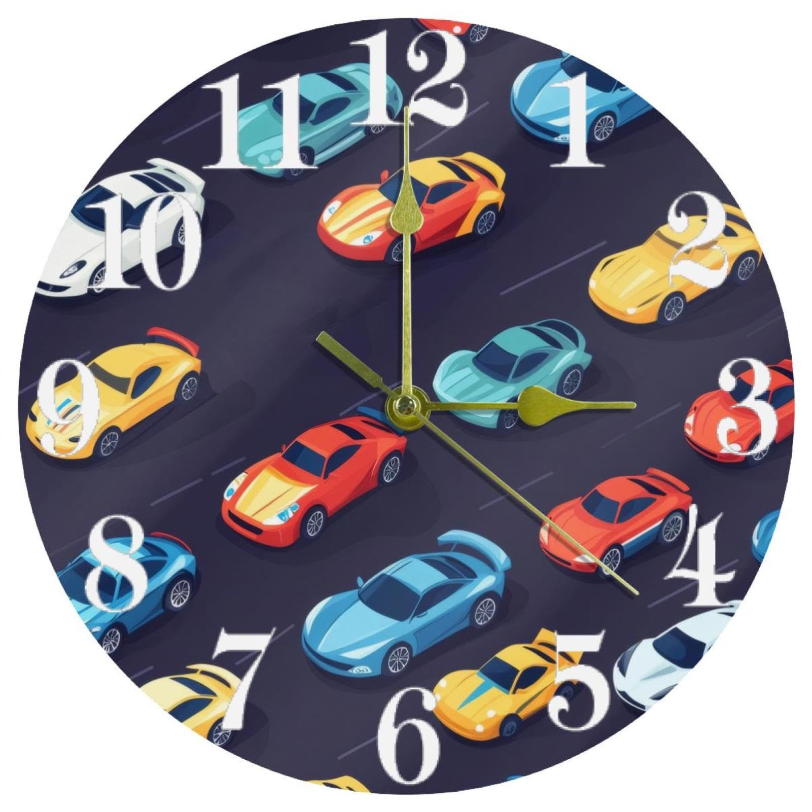 Horloge murale à quartz Rows of Racing silencieuse noire pour le bureau