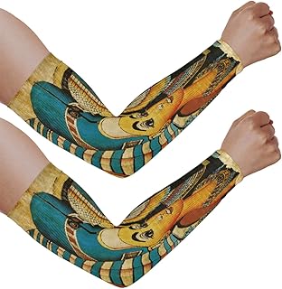 Mangas de braço com proteção solar UV para homens e mulheres, mangas com padrão de pergaminho egípcio antigo protegem os braços esportes mangas de braço com proteção solar proteção UV, Padrão de pergaminho egípcio antigo