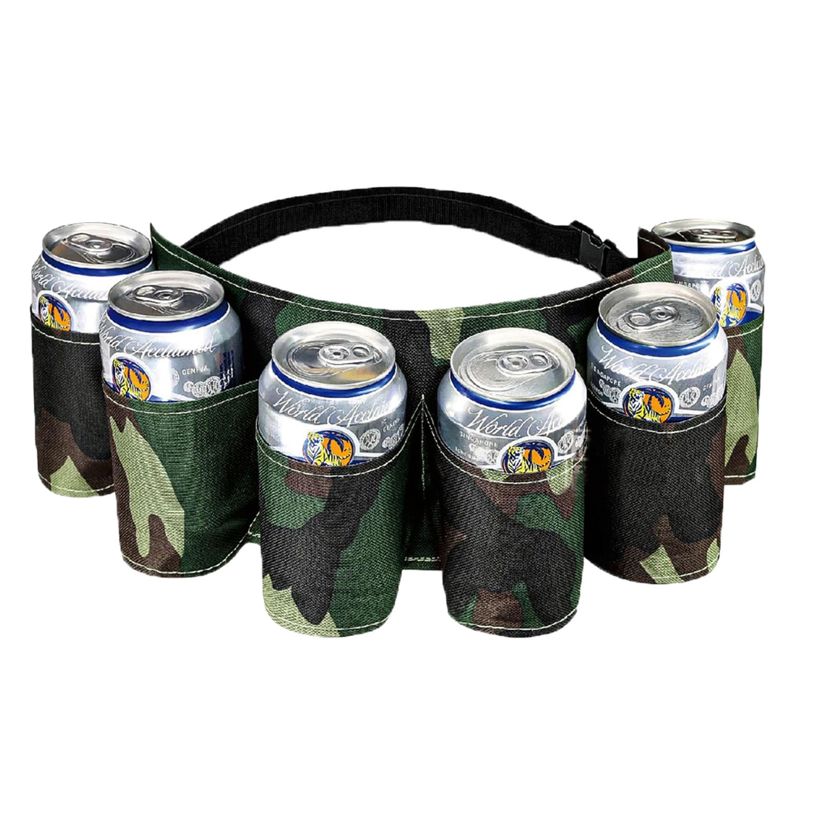 Beer Belt Beer Holster for 6 Beer Bottles Bier, kostium lub akcesoria festiwalowe, nylonowy pasek na butelkę piwa na imprezę, zabawny kostium, Tarnung, m, pasek
