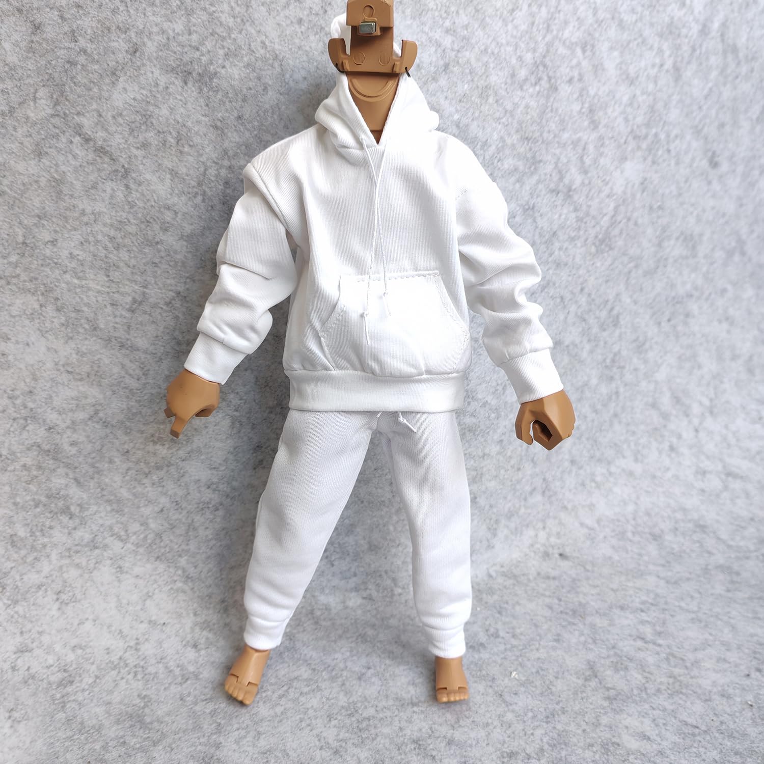 1/6 Custom Scale Man Oversized Hoodie + Trousers Pant Outfit for 12" Male Action Figure Doll Clothes (White)