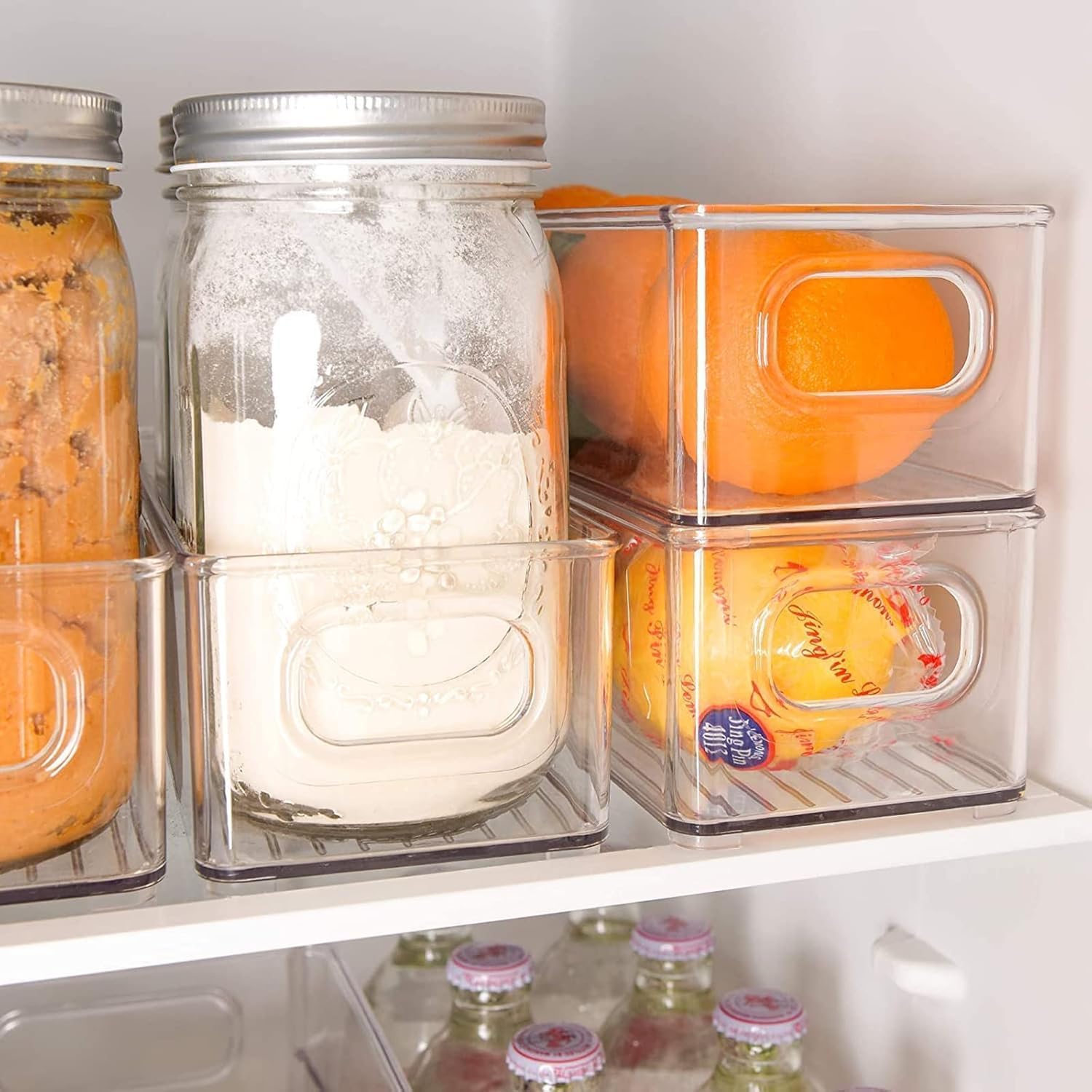 Lot de 8 Boîtes de Rangement Transparentes avec Poignées – Organisateurs Réfrigérateur Empilables sans BPA – Bacs Cuisine, Frigo, Congélateur, Salle de Bain – 25x15x7,6 cm & 25x10x7,6 cm
