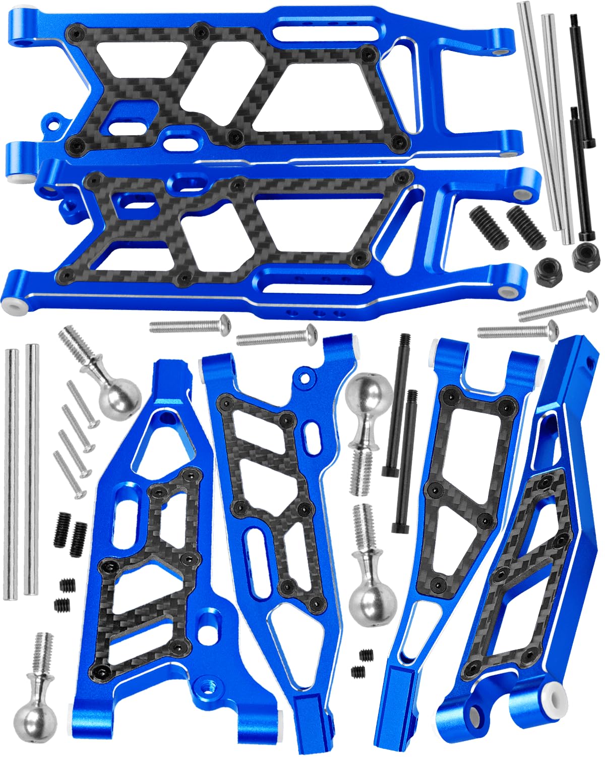 RCHuiWow RC Suspension Arms Upgrades Part for 1/8 Kraton (V4&V5)/Outcast/Notorious/Talion 6S BLX,1/7 Big Rock 6S BLX,Alloy Aluminium Front & Rear A Arms w/Pivot Balls,6pcs,Navy Blue