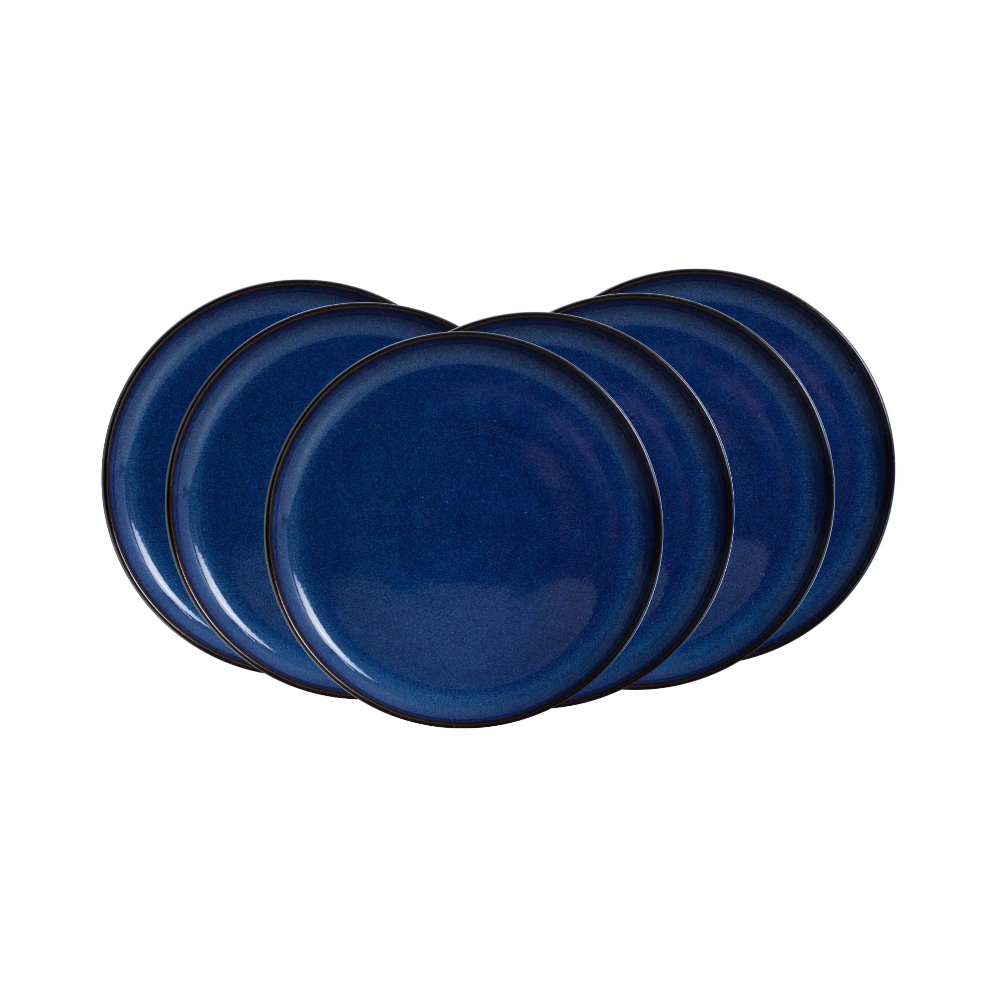 Lot de 6 Assiettes à Dessert, Petits Assiettes, Assiettes Plates, Assiettes Couleur Bleue, Assiettes en Céramique Adapaté Micro-onde et Lave-Vaisselle, BLUE MOON