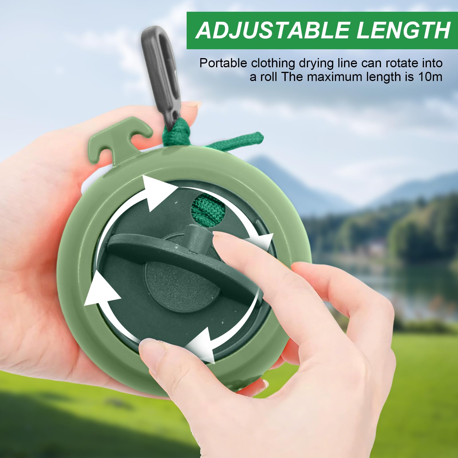 Corda Da Bucato Retrattile Portatile 10m Con 20 Mollette Antivento: Stendibiancheria Da Viaggio Per Giardino E Campeggio - 3