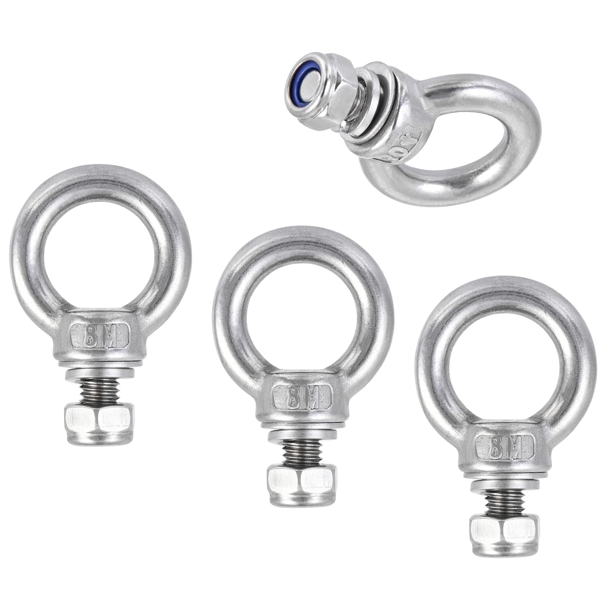 TA-VIGOR 4Pcs M8 x 14mm Lifting Long Eye Bolt, 304 Stainless Steel Wall Expansion Anchor Bolts