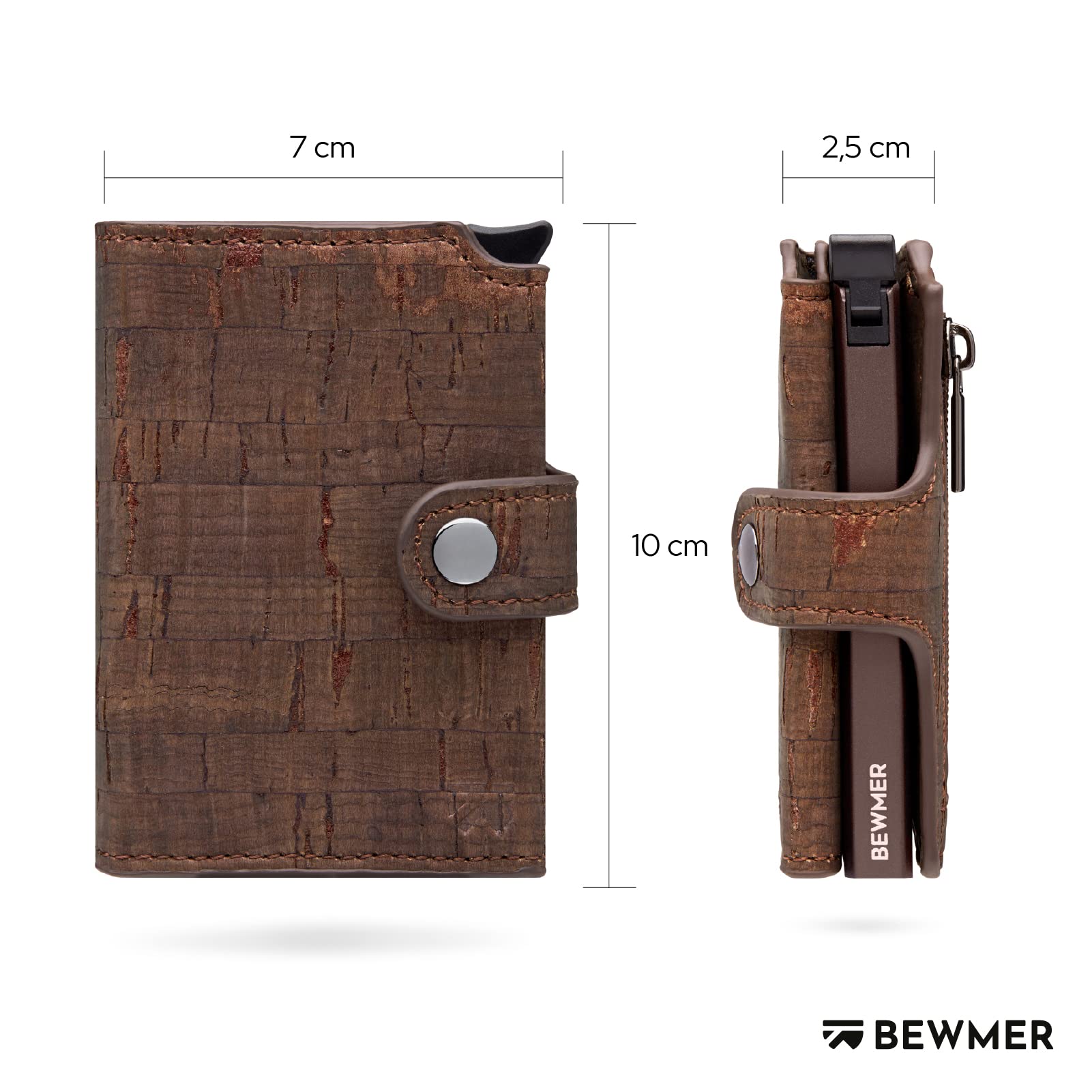 BEWMER Porta Carte di Credito 2 | Portafoglio Slim da Uomo e Donna con Rfid Protection Anticlonazione | Porta Tessere e Soldi con Portamonete