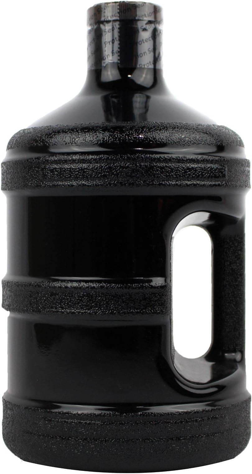 H8O® 1 Gallon Round BPA Free Water Bottle with 48mm Cap (Black)