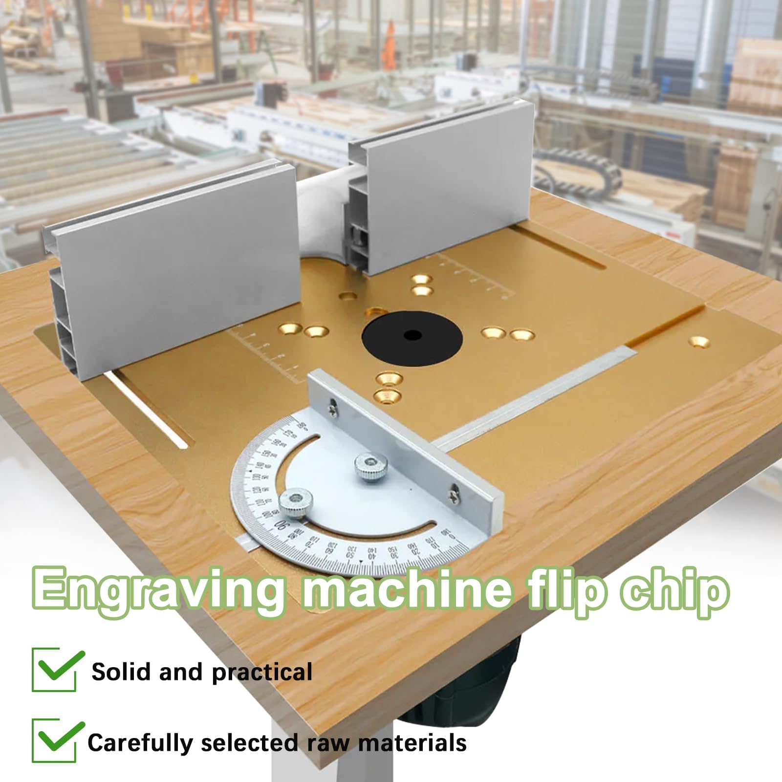 Mesa Fresadora para Madera Aluminio, Sistema Elevación de Mesa para Fresadora Kit, Sujeción de 4 Mordazas Mesa Fresadora, para Carpintería, Ranurado y Recorte (Oro)