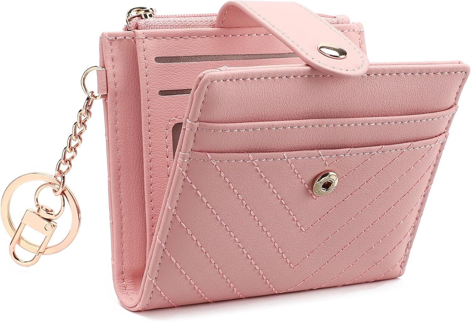 GAEKEAO Slim Wallet for Women, RFID Blocking Credit Card Holder Bifold Wallet with Zipper Coin Pocket, ID Window