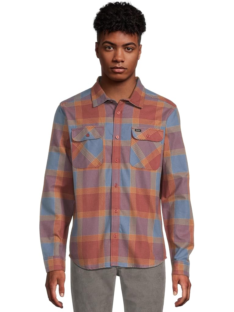 Gray RVCA Thatll Work Flannel Long Sleeve