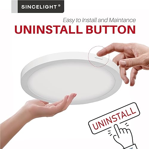 Miniatura 3 de SINCELIGHT Luces LED de techo ultrafinas de 9 pulgadas para baño, cocina, pasillo, armario, etc., empotradas o montaje en superficie para techo o