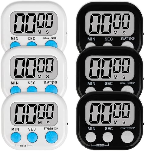Lasubst Temporizador digital de cocina para cocinar con parte trasera magnética, paquete de 6