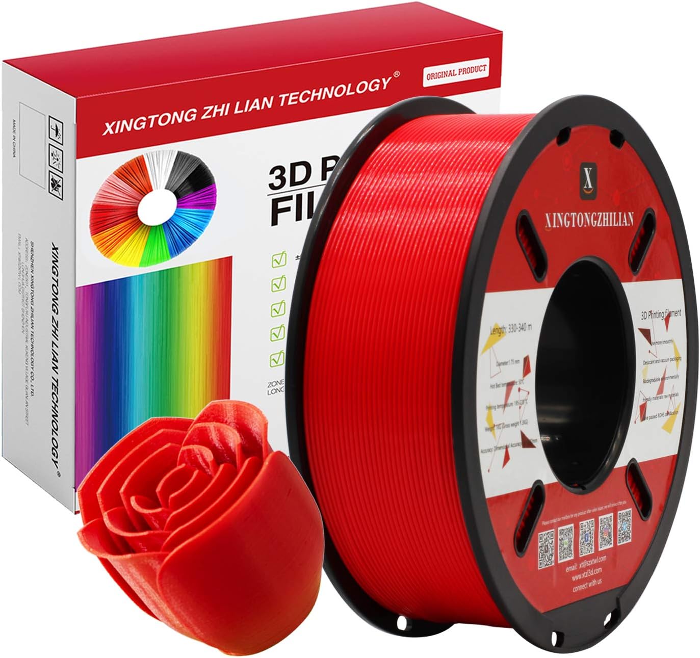PLA Filament 1.75mm, 3D Printing Filament, PLA Filament 1.75mm for 3D Printer, Precisione Dimension +/- 0.03mm, 1kg 1 Spool (2.2 LBS), Red