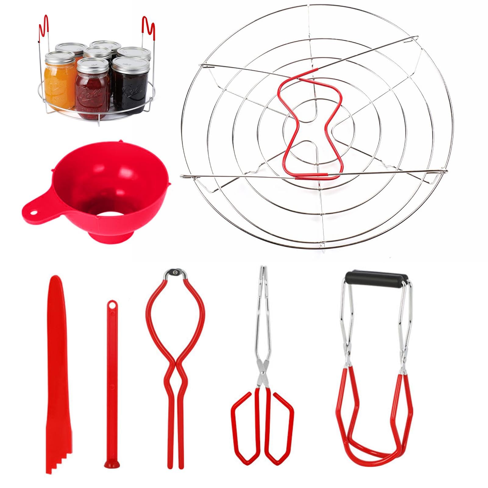 7-teiliges Einmach-Set | Edelstahl-Konserven-Set für Wasserbad/Druckkanne | Multifunktionales Einmachzubehör-Set für das Einmachen zu Hause | Einmachzubehör Starter-Set für Anfänger
