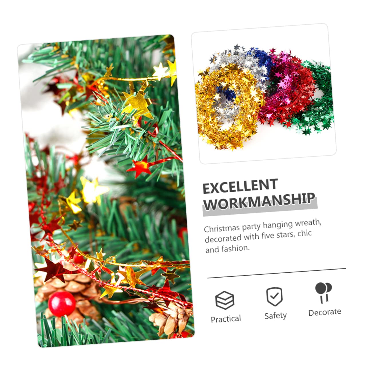 Cabilock 4 Set Ornamenti Da Appendere In Alto Ghirlanda Di Natale Illuminata Ghirlanda Di Glitter A Forma Di Stella Di Natale Ghirlanda Di Stelle Metalliche Decorazione Di Rete 6 pezzi * 4