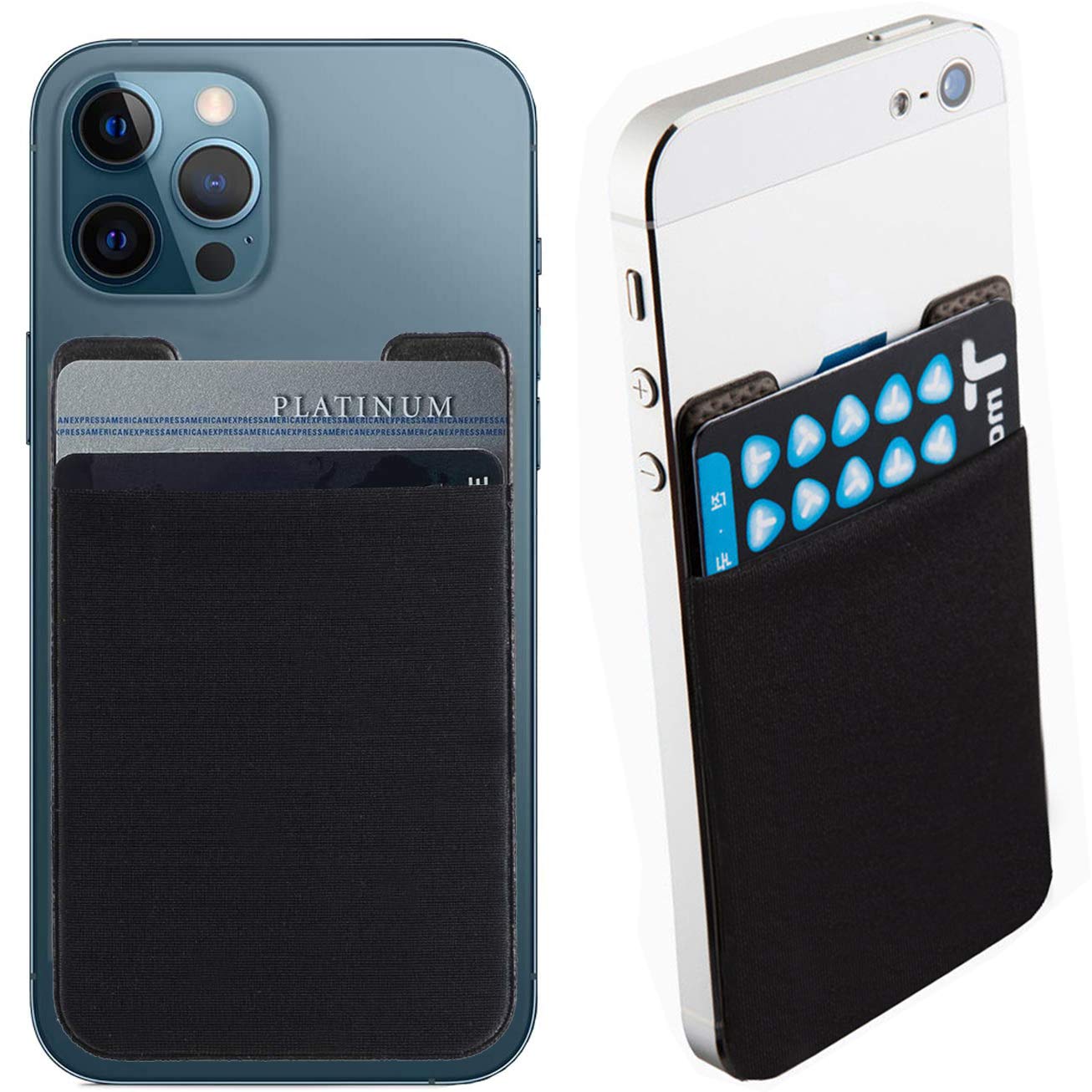 Angju Card Holder for Phone, Stick On Credit Card Holder and Phone Wallet - Black