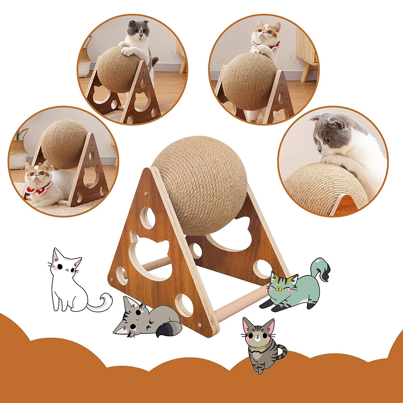 Amazon.co.jp: SXZGJS 猫スクラッチボール 猫のおもちゃ 木製 三角型 