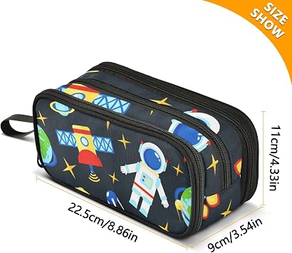 Space Big Capacity Pencil Case Astronaut Pen Pouch Makeup Bag Portable Large Storage Stationery Box Holder with Grip Handle Loop, Asthetic Supply for AdultsTeens Student