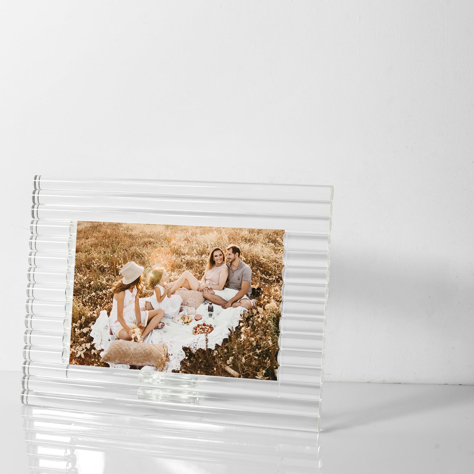 kitCom Kristall-Bilderrahmen, 12,7 x 17,8 cm, für Andenken, Fotorahmen, Hochzeit, Tischdekoration, für Fotos à 12,7 x 17,8 cm, transparent, mit Geschenkbox